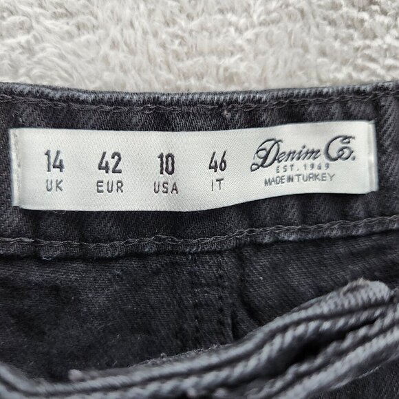 Denim Co Shorts Womens 10 Floral Embroidered Black Denim Hot Pants Distressed - Picture 11 of 15